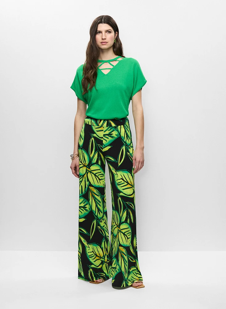 Joseph Ribkoff - Wide Leg Leaf Print Pants