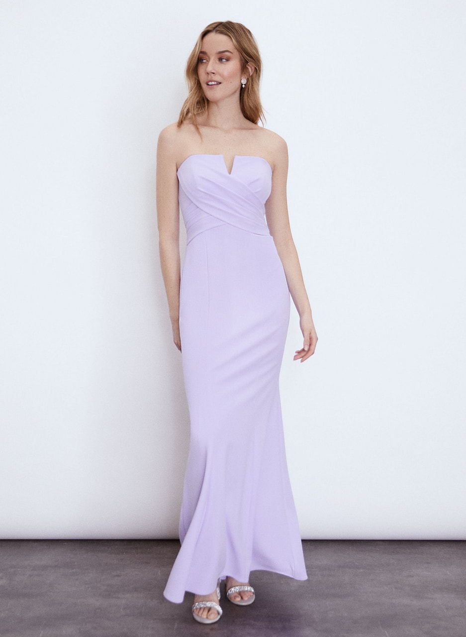 Strapless Split Neck Gown