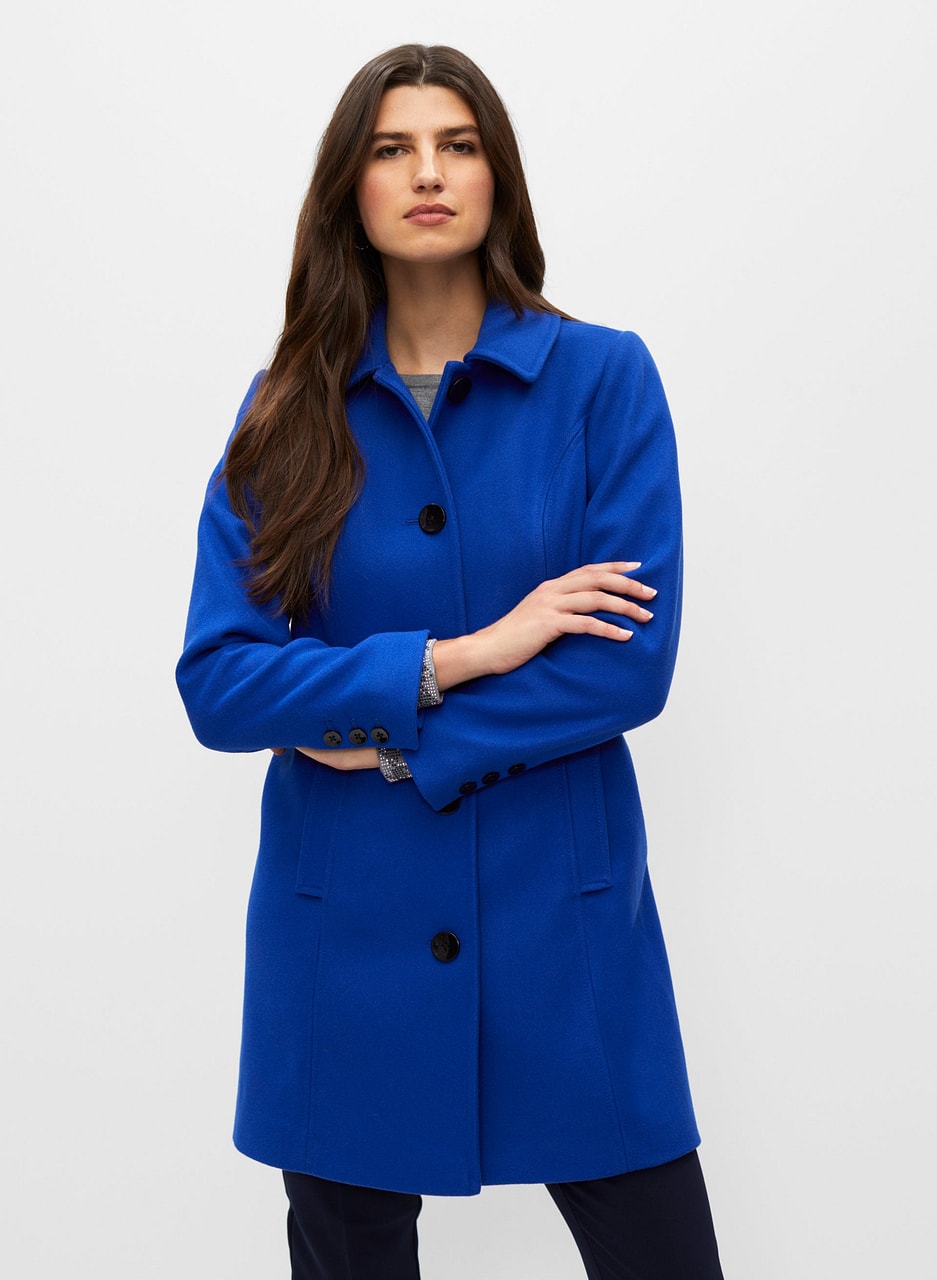 Stretch Wool Blend Coat