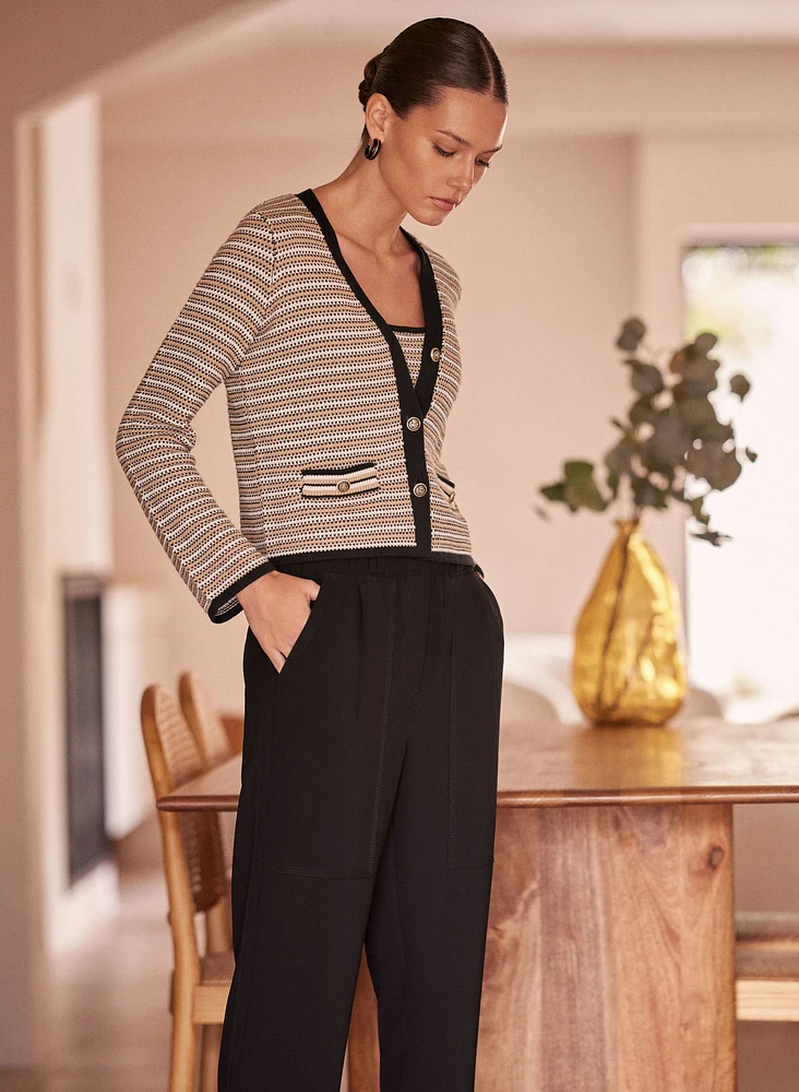 Striped Button Front Cardigan