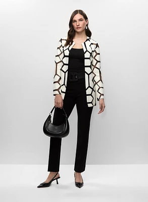 Geometric Print Jacket & Straight Leg Pants