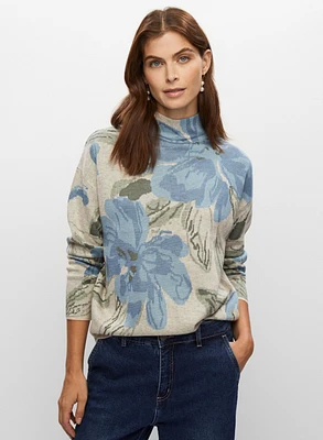 Floral Funnel Neck Sweater