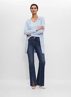 Slit Detail Flare Leg Jeans