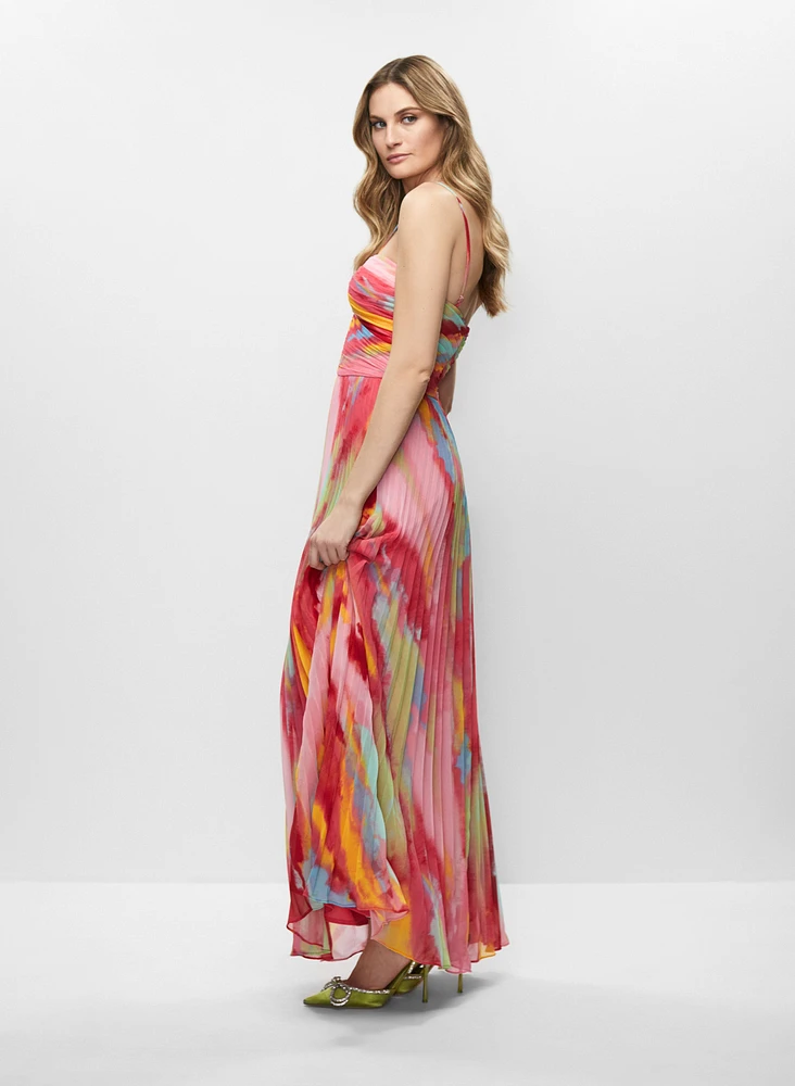 Chiffon Pleated Marbled Dress