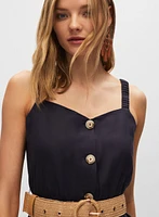 Belted Button-Down Dress
