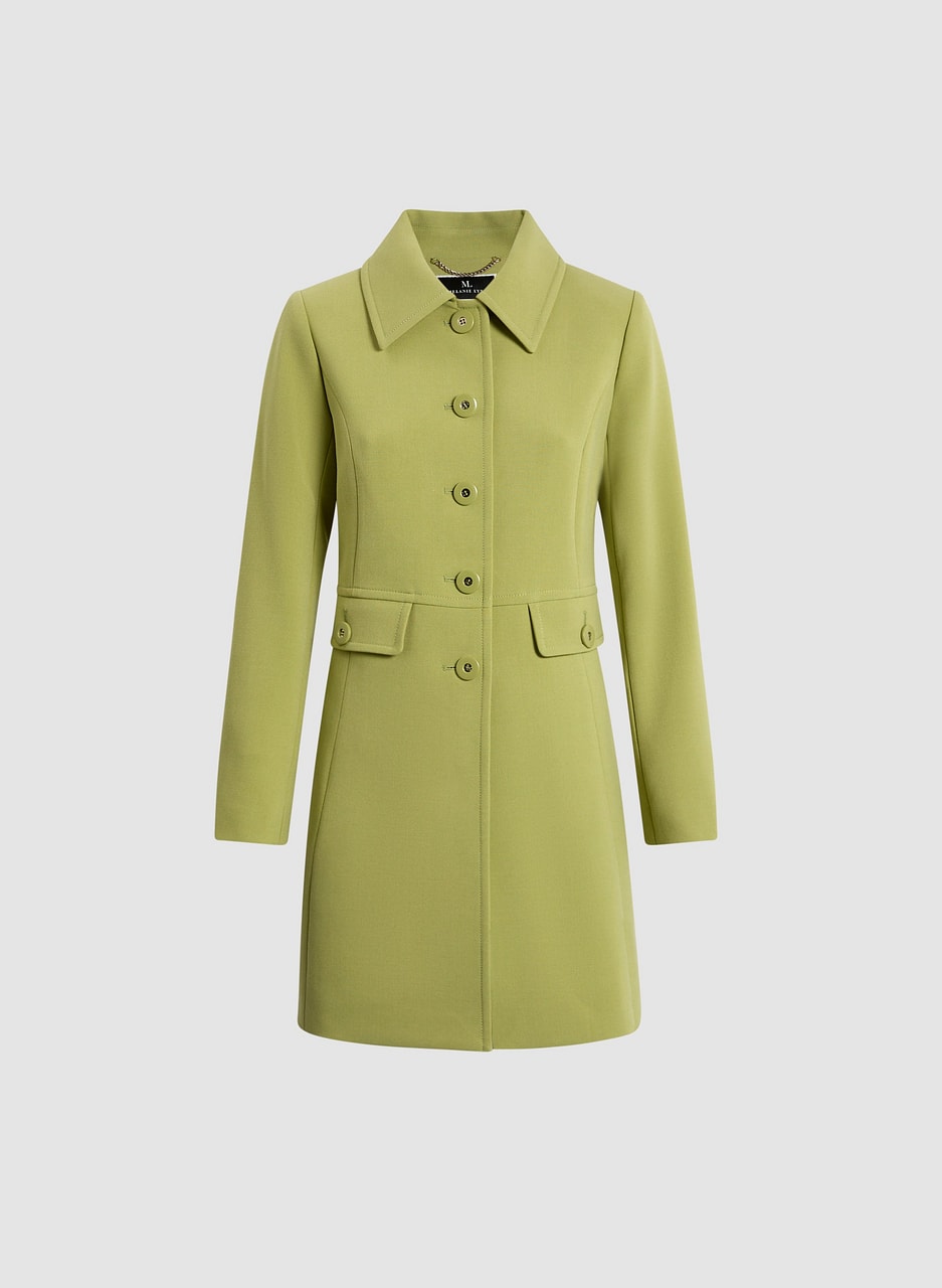 Button Front Tricotine Trench Coat