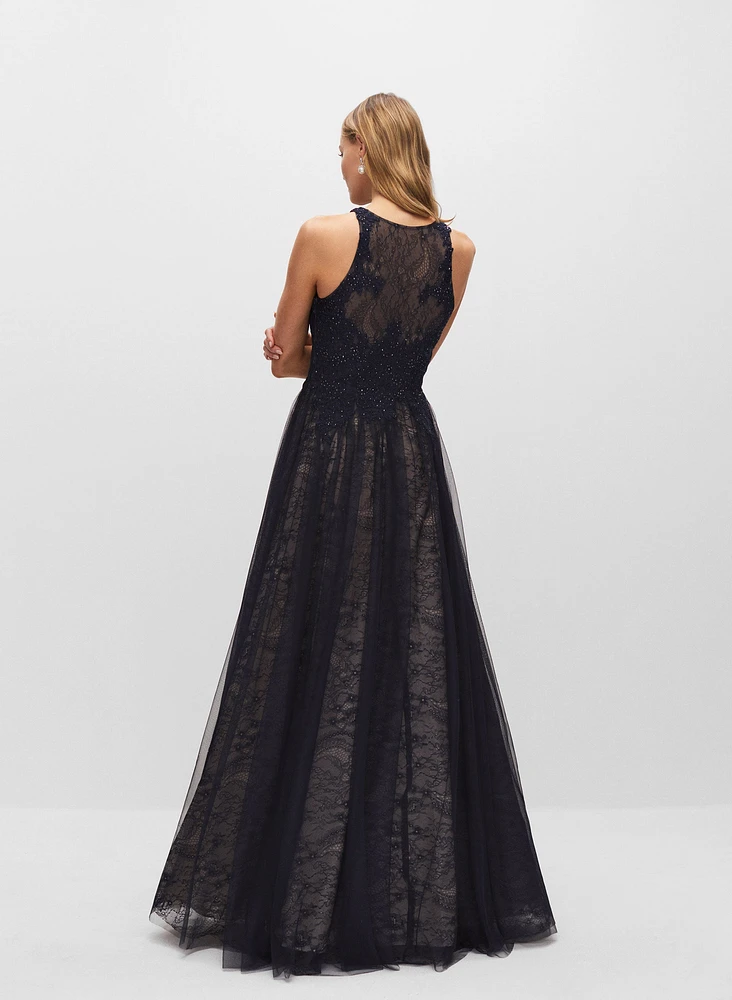 Embellished & Embroidered Lace Gown