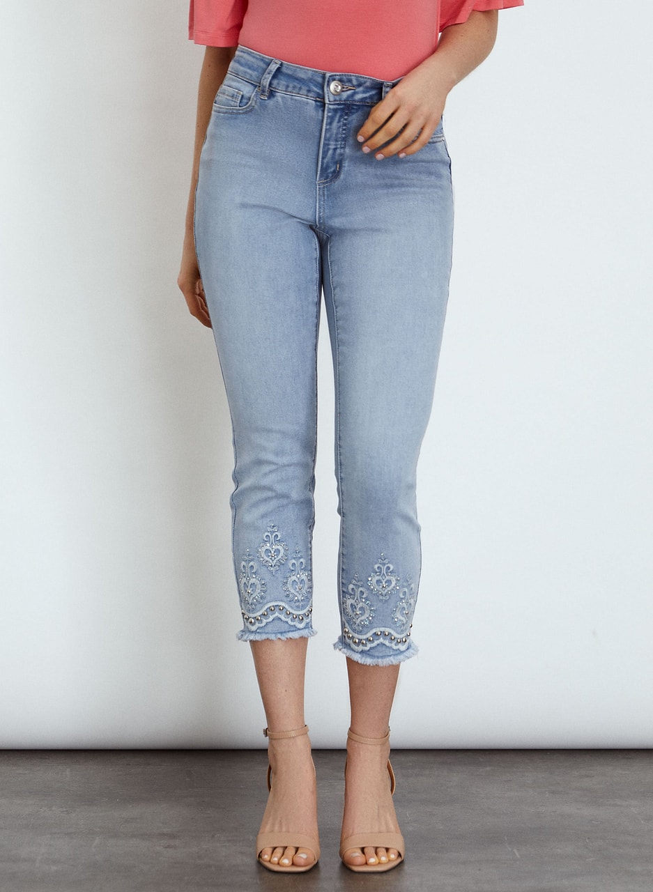 Embellished Denim Capris