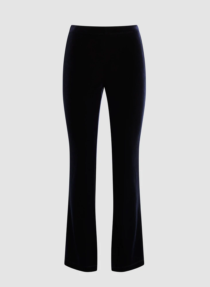 Velour Flare Leg Pull-On Pants