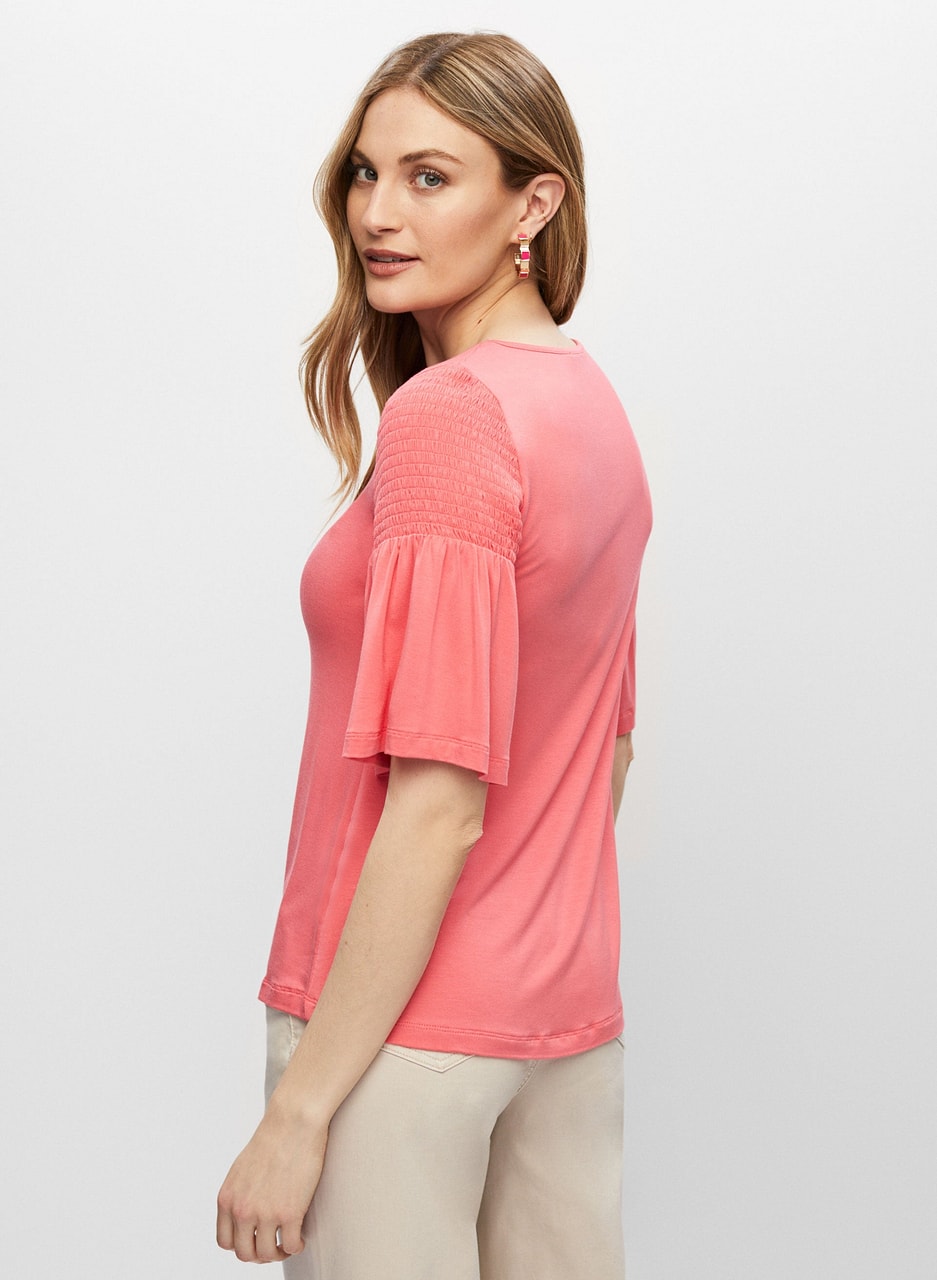 Smocked Flare Sleeve Top