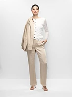 Satin Jacket, Lace Button Front Top & Satin Pants