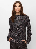 Floral Print Smocked Neck Top