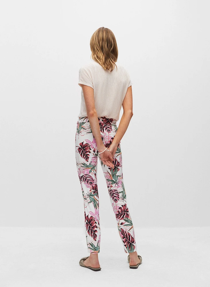 Tropical Print Pull-On Pants