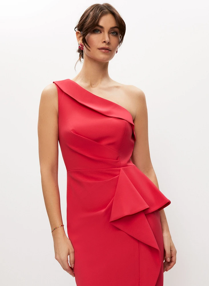 One-Shoulder Ruffle Detail Dress