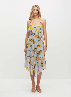 Lemon Print Chiffon Dress