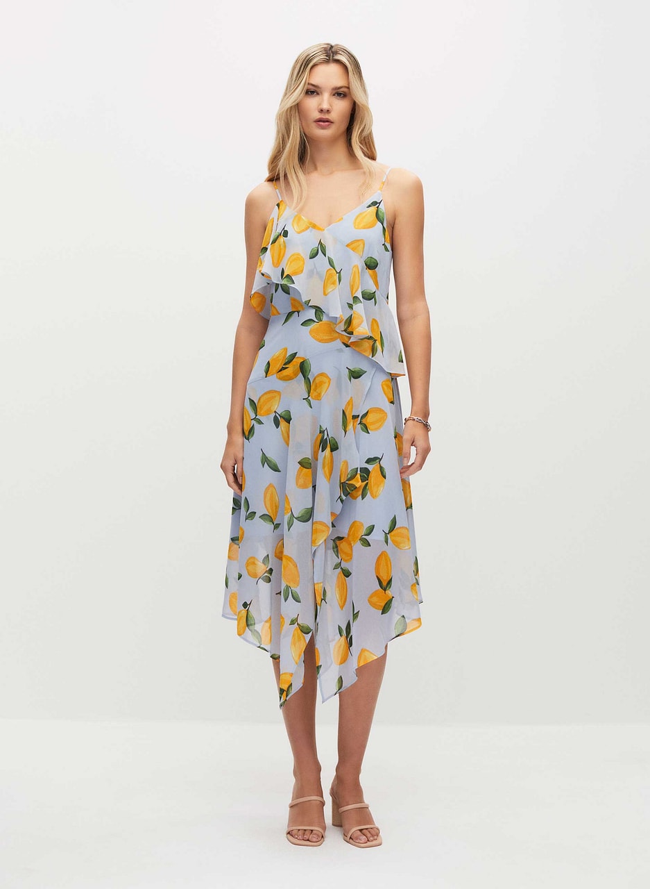 Lemon Print Chiffon Dress