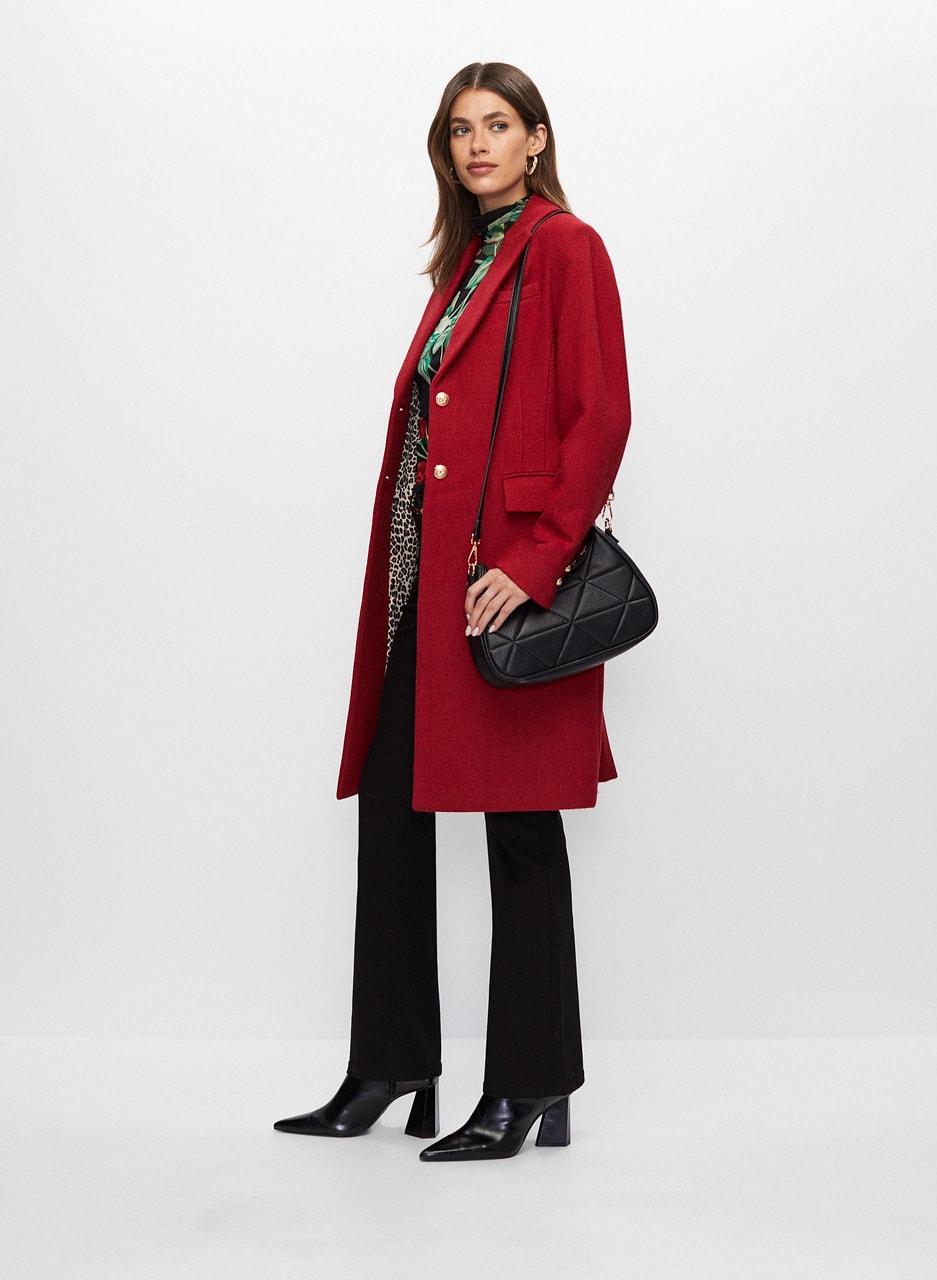 Wool Blend Lapel Coat