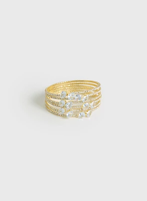 Multi-Row Crystal Cuff Bracelet