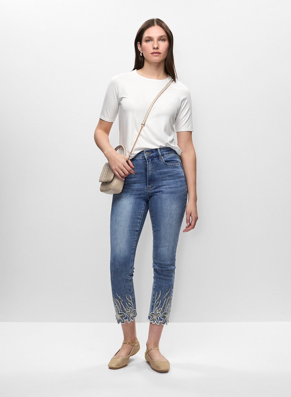 Embroidered Straight Leg Jeans