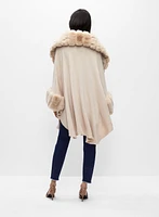 Faux Fur Trim Poncho