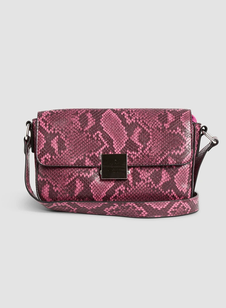 Snakeskin Texture Crossbody Bag