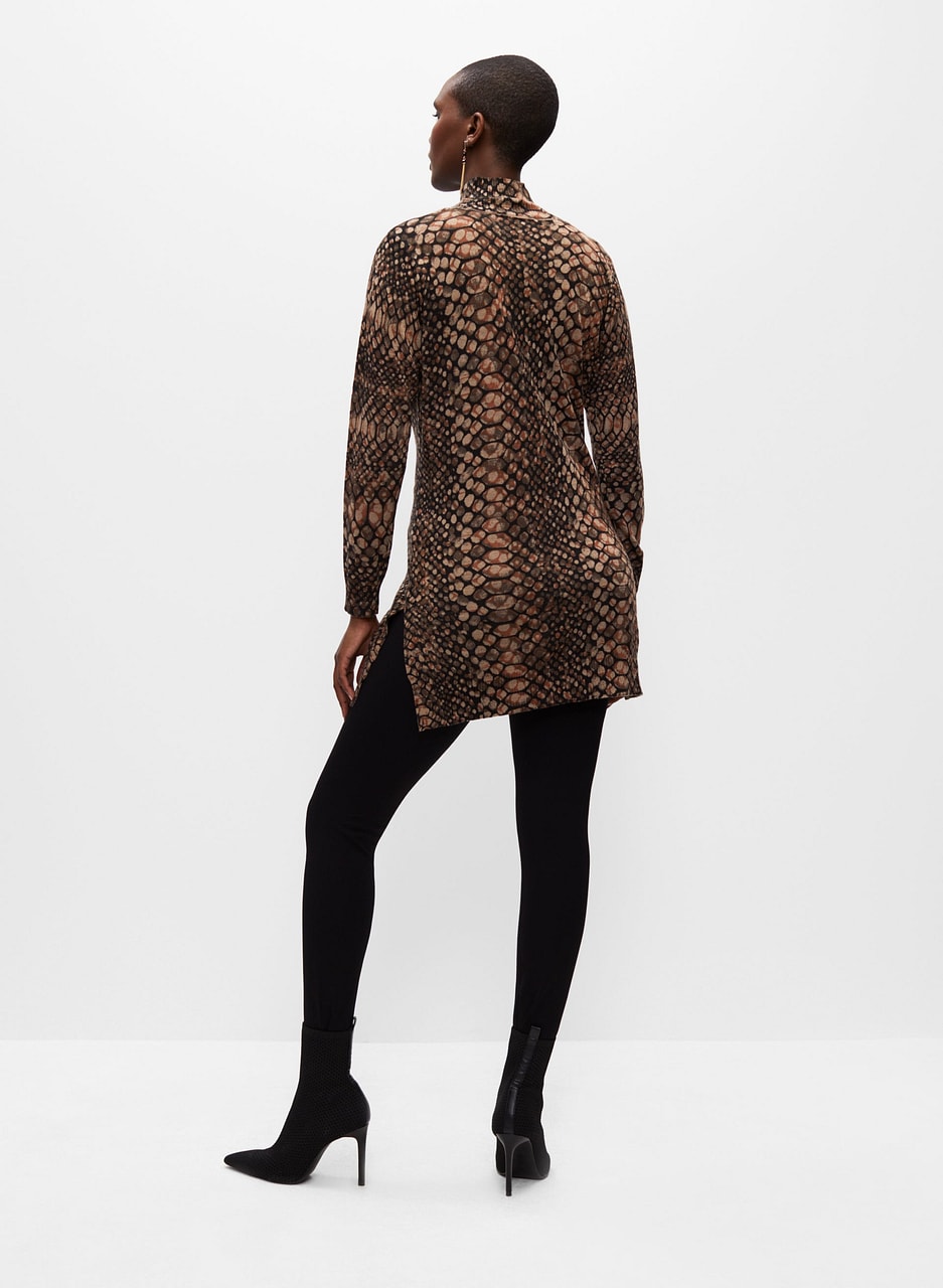 Snakeskin Print Tunic Sweater