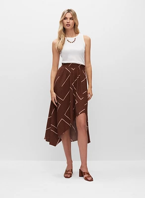 Geometric Print Asymmetric Pull-On Skirt
