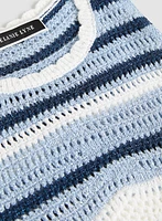 Striped Sleeveless Open-Knit Top