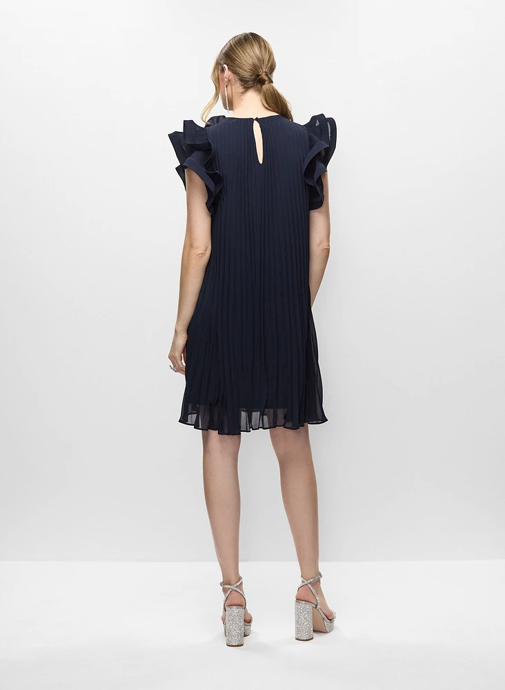 Joseph Ribkoff - Ruffle Sleeve Pleated Dress