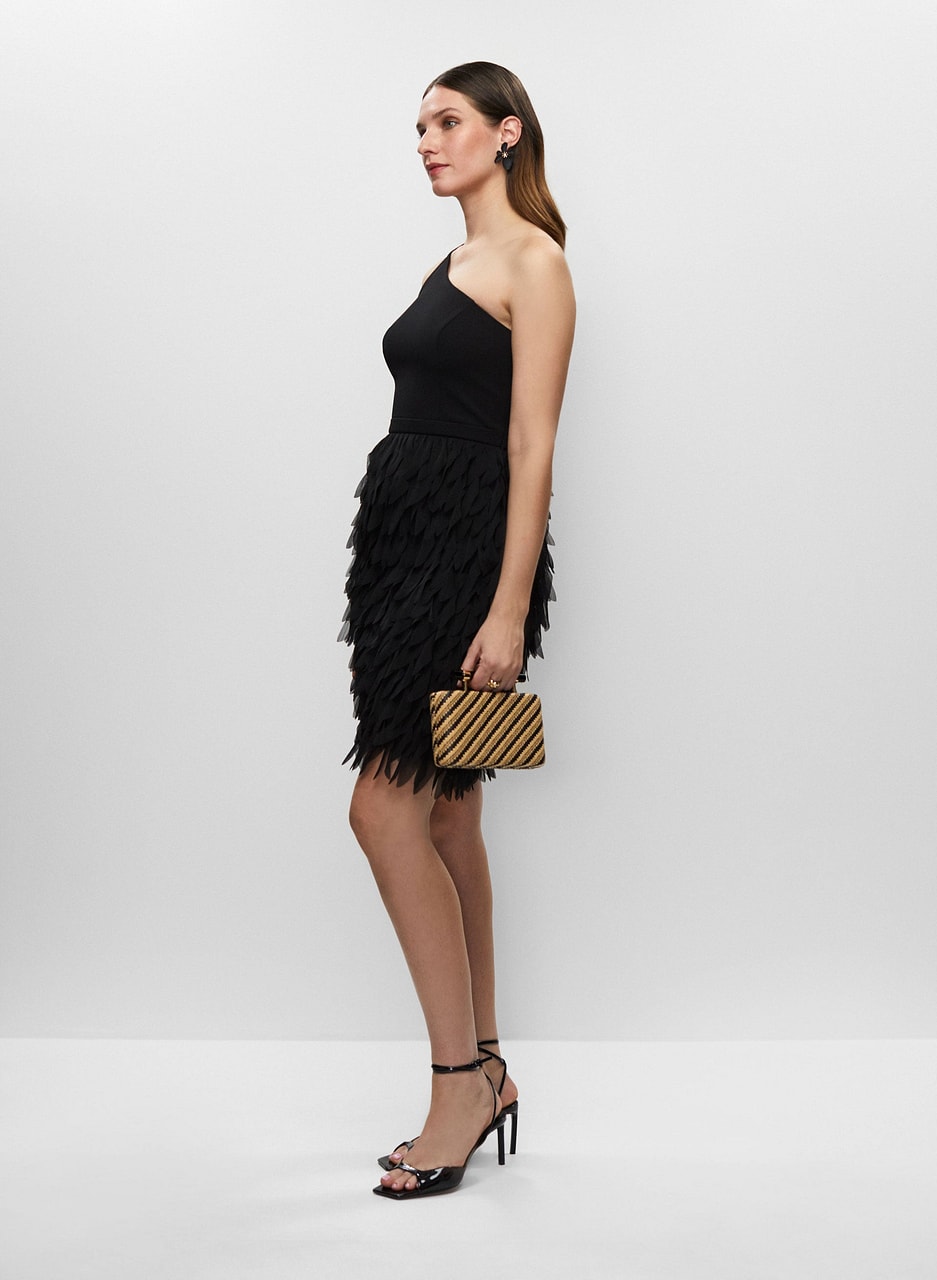 Asymmetric Feather Skirt Dress