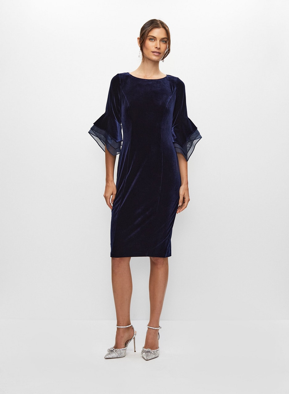 Velvet Flared Sleeve Dress