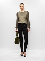 Straight Leg Pants & Metallic Sweater