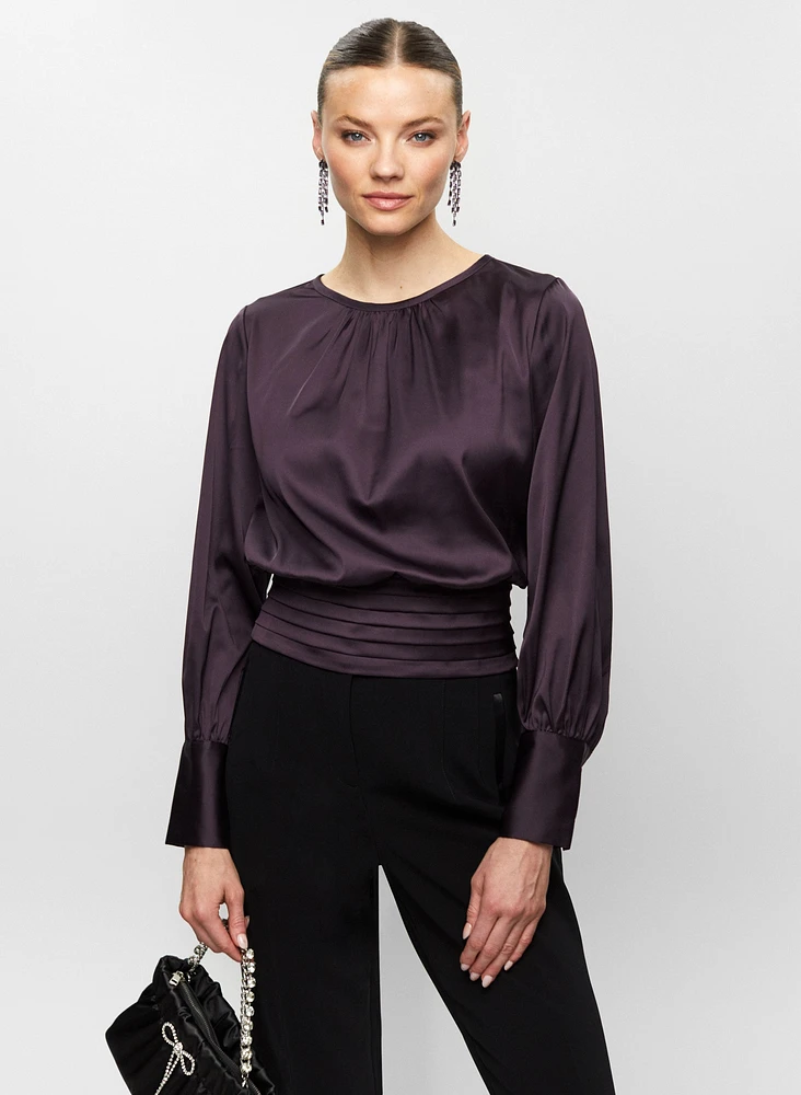 Pleat Detail Satin Blouse