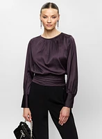 Pleat Detail Satin Blouse