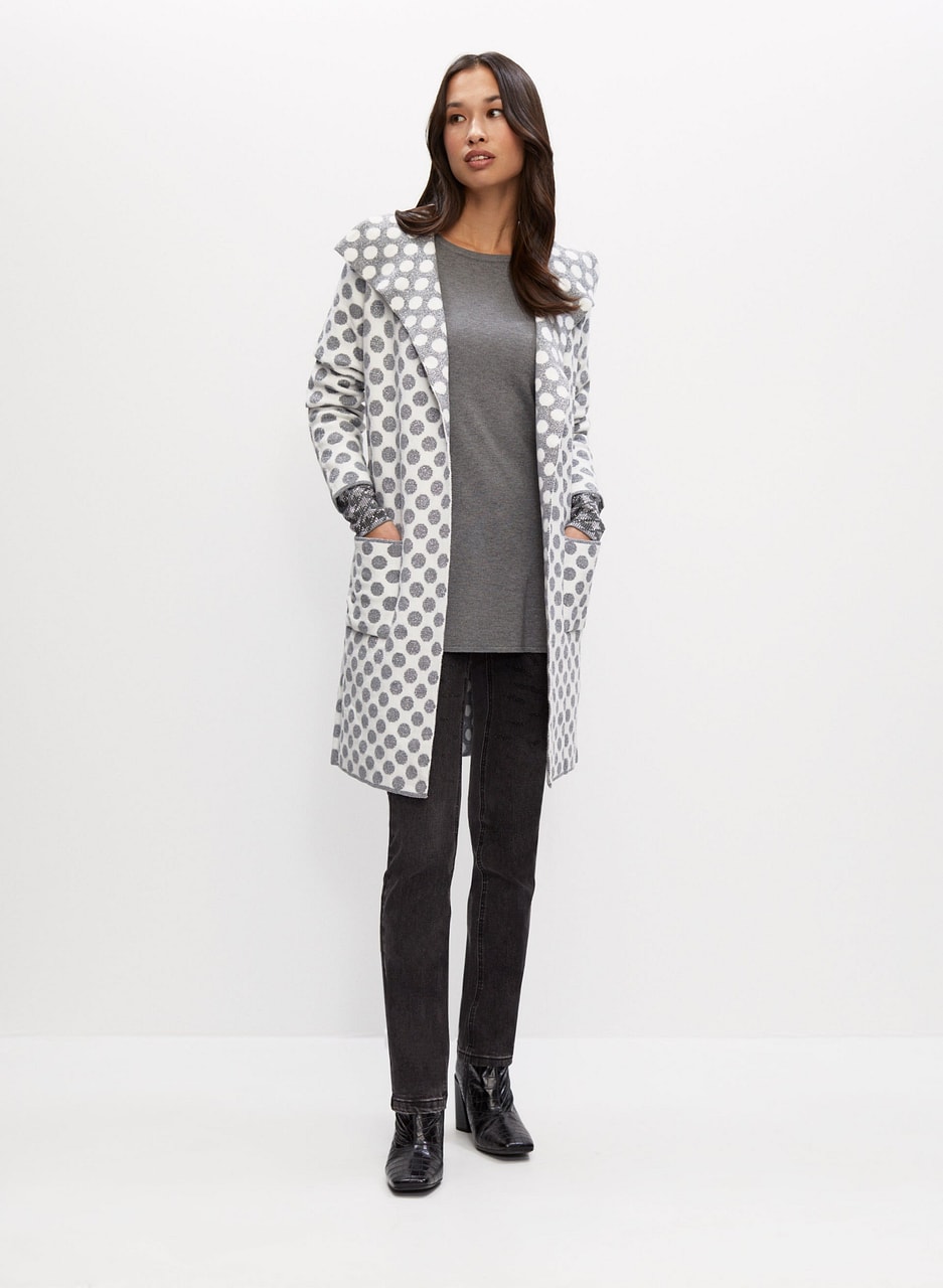 Joseph Ribkoff - Belted Polka Dot Motif Cardigan