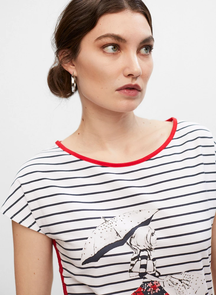 Frank Lyman - Stripe Print Graphic Tee