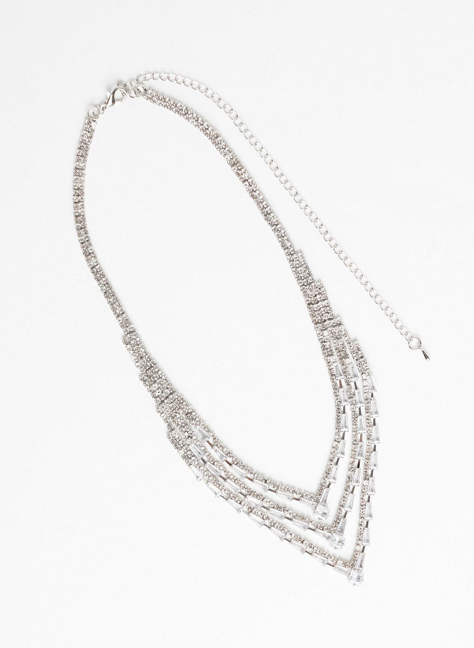 Triple Row Crystal Necklace