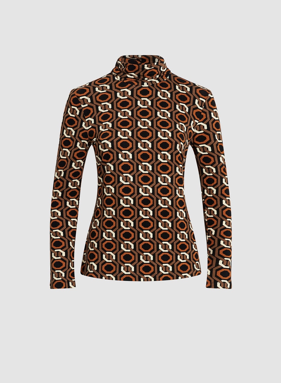 Geometric Pattern Turtle Neck Top