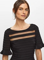 Adrianna Papell - Short Sleeve Striped Dress