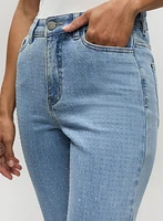 Rhinestone Detail Straight Leg Jeans