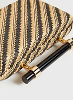 Stripe Motif Straw Clutch