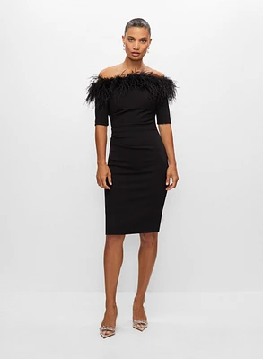 Off-the-Shoulder Feather Dress