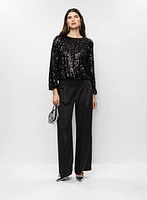 Sequin Top & Belted Pants