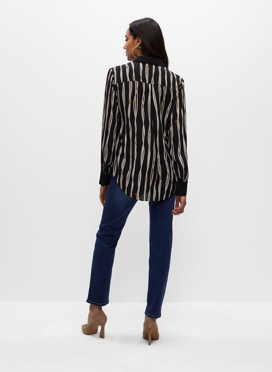 Stripe Effect Button-Up Shirt