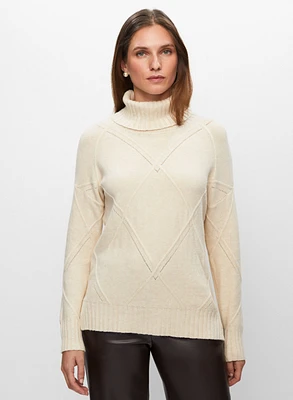 Frank Lyman - Tonal Motif Turtleneck Sweater