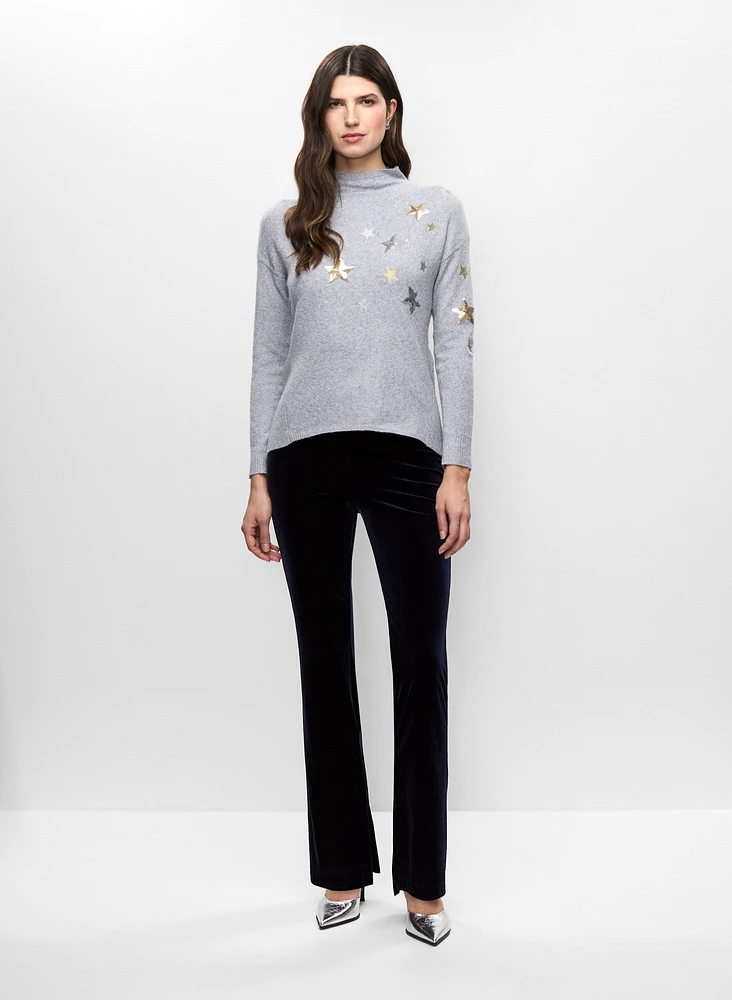 Star Motif Sweater & Velour Pants