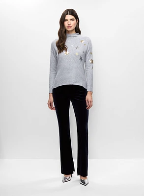 Star Motif Sweater & Velour Pants