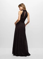 Betsy & Adam - Metallic High Neck Gown