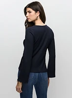 V-Neck Zip Detail Top