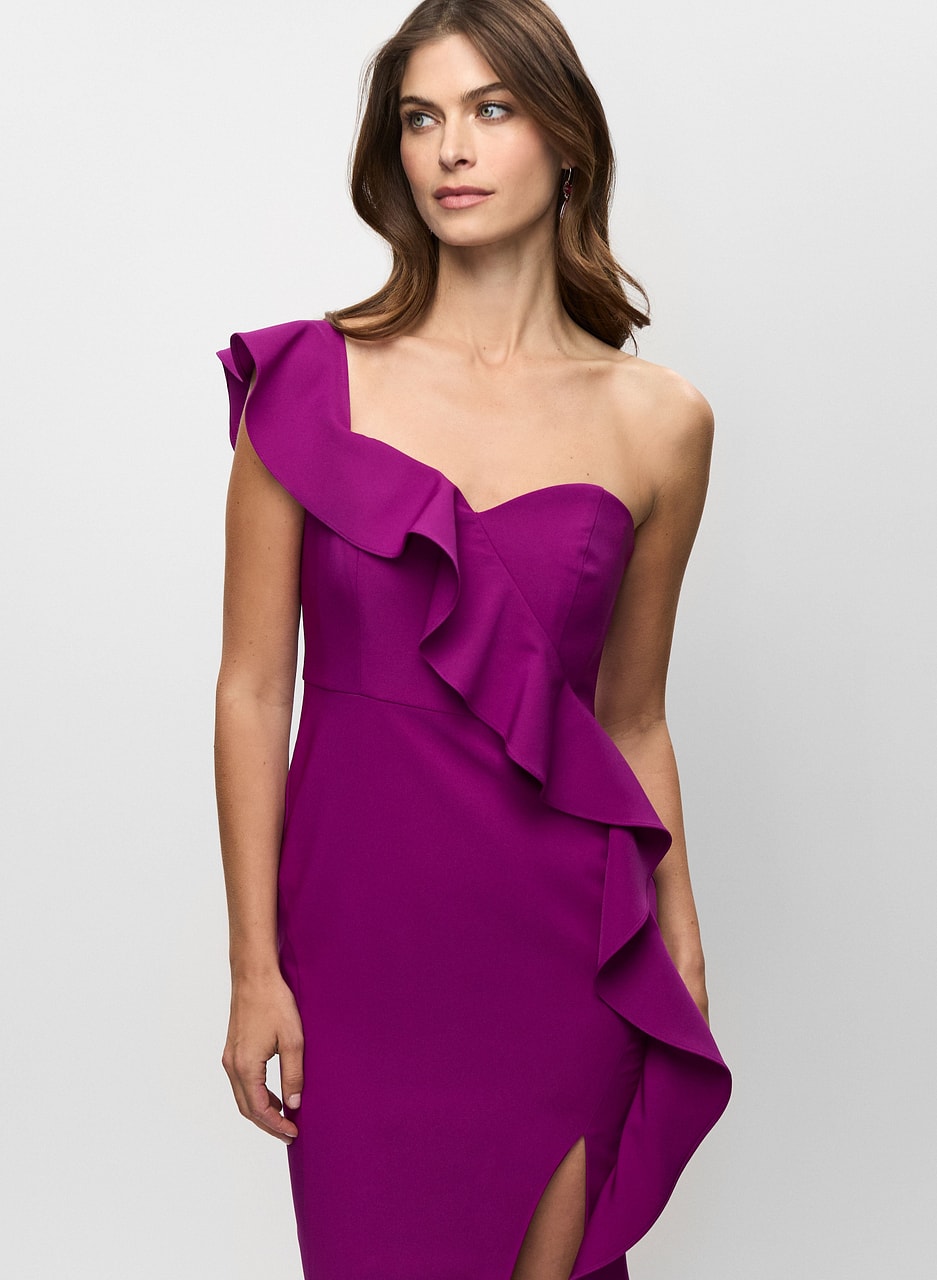 Adrianna Papell - One Shoulder Ruffle Dress